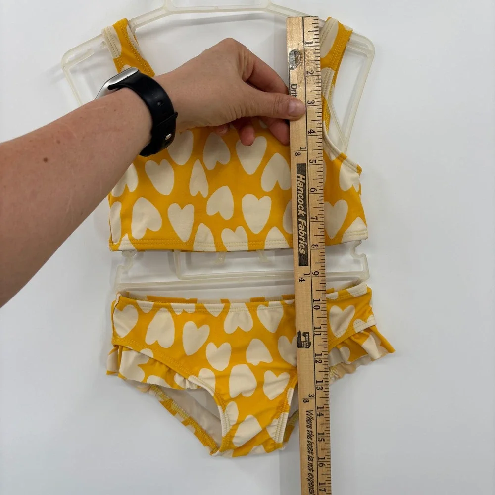 Cat & Jack Bikini Toddler 4T Yellow Heart Ruffle Two Piece Swimsuit Summer Cute